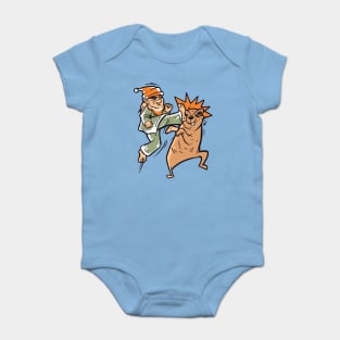 Lawn Gnome And Gopher Karate Fight Baby Bodysuit